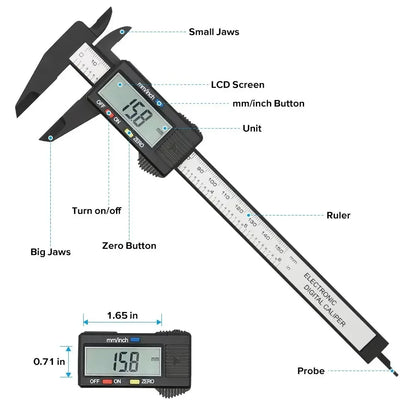 Digital Vernier Bit Caliper – LCD Bit Measuring Tool for Beyblade X