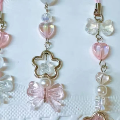 Pink Heart Grip Charm Strap – Coquette Aesthetic Launcher Decoration for Beyblade X