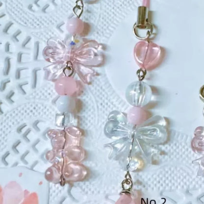 Pink Heart Grip Charm Strap – Coquette Aesthetic Launcher Decoration for Beyblade X